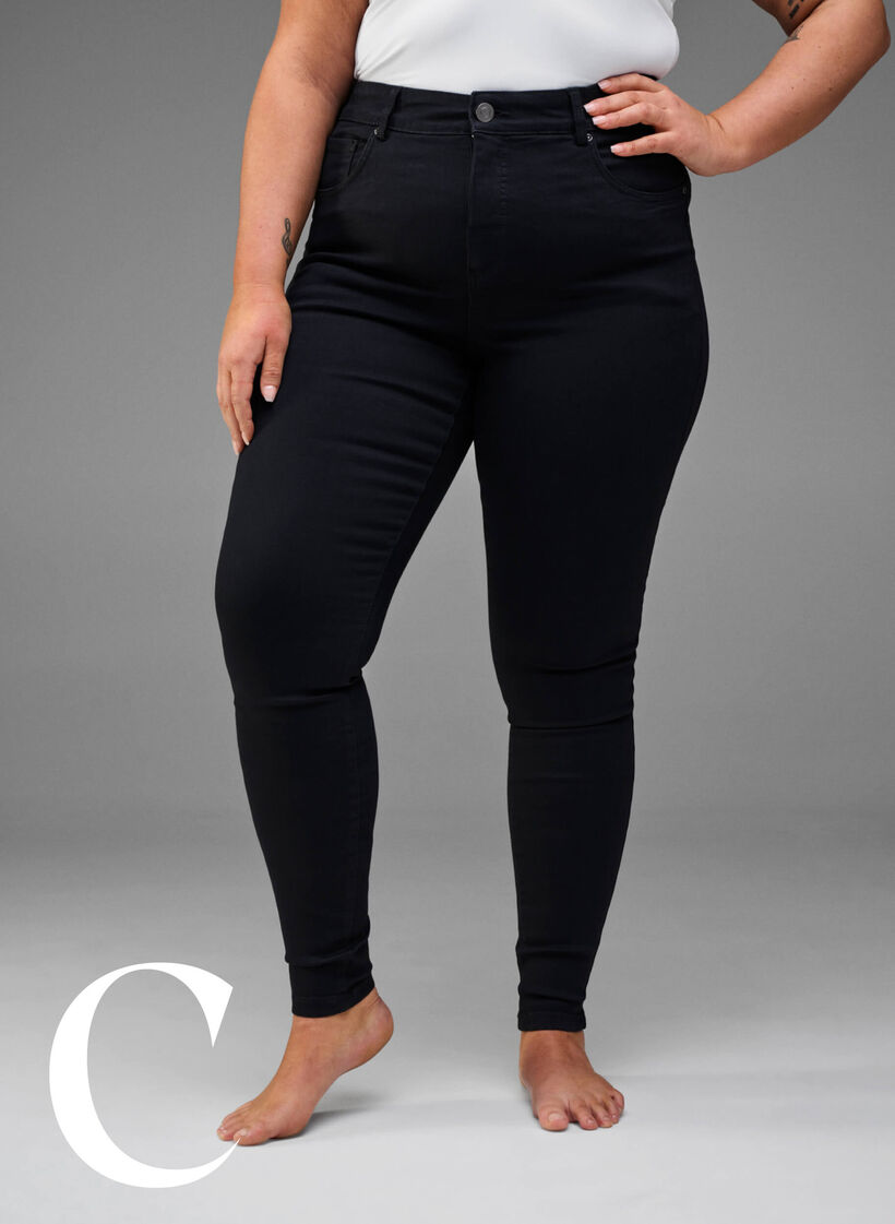 Supersmale jeans med høy midje, Black, Model