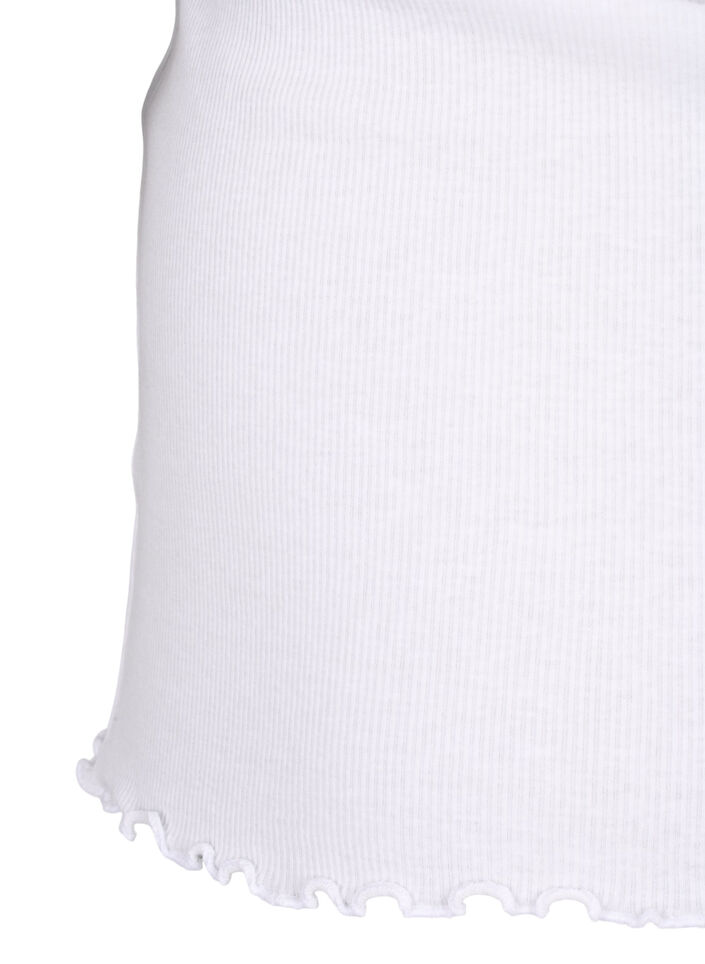 Ribbestrikket tanktopp med knapper, Bright White, Packshot image number 3