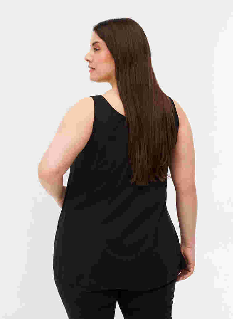 Topp med rund hals og A-form, Black, Model image number 1