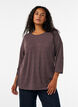 Jersey bluse med 3/4 ermer, Brun, Model image number 0