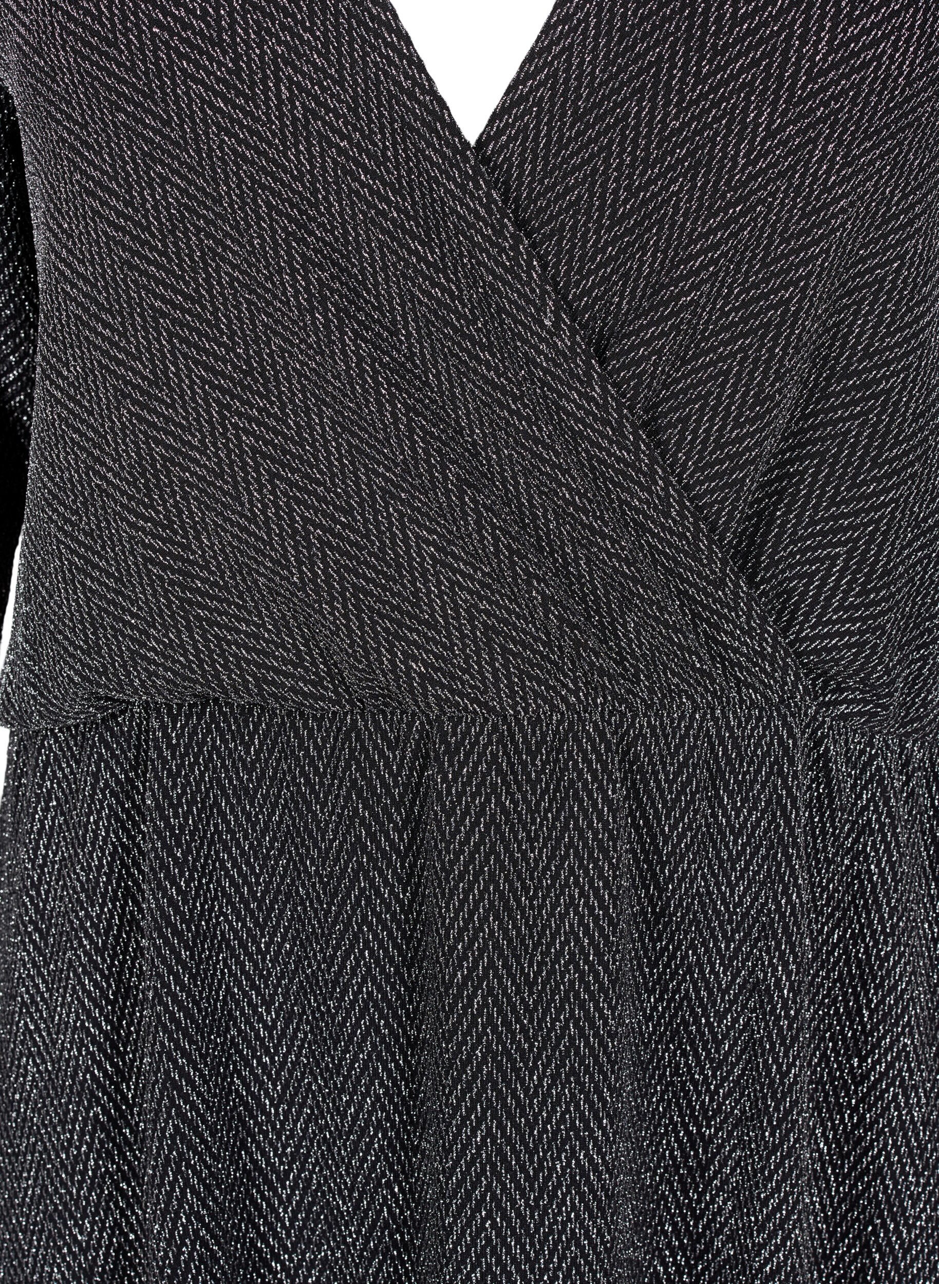 Zizzi Glitterkjole med sikksakkm&oslash;nster, Silver ZigZagShimmer, Packshot image number 2