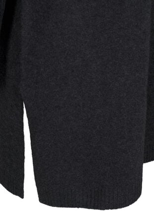 Zizzi Lang strikket bluse med lange ermer, Dark Grey Melange, Packshot image number 3