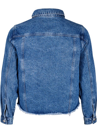 Zizzi Denimjakke med rhinesteiner og en rå fold, Blå, Packshot image number 1