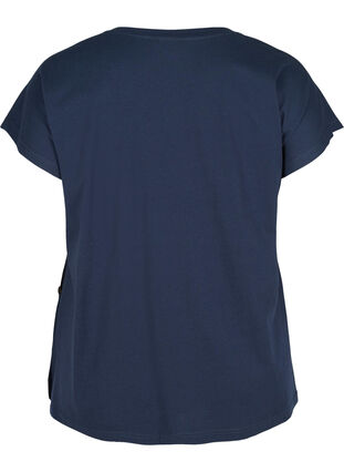T-skjorte i bomull med knapper, Black Iris, Packshot image number 1