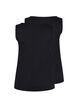 Basis tanktopp i en ribbet struktur, 2 stk., Black/Black, Packshot image number 1