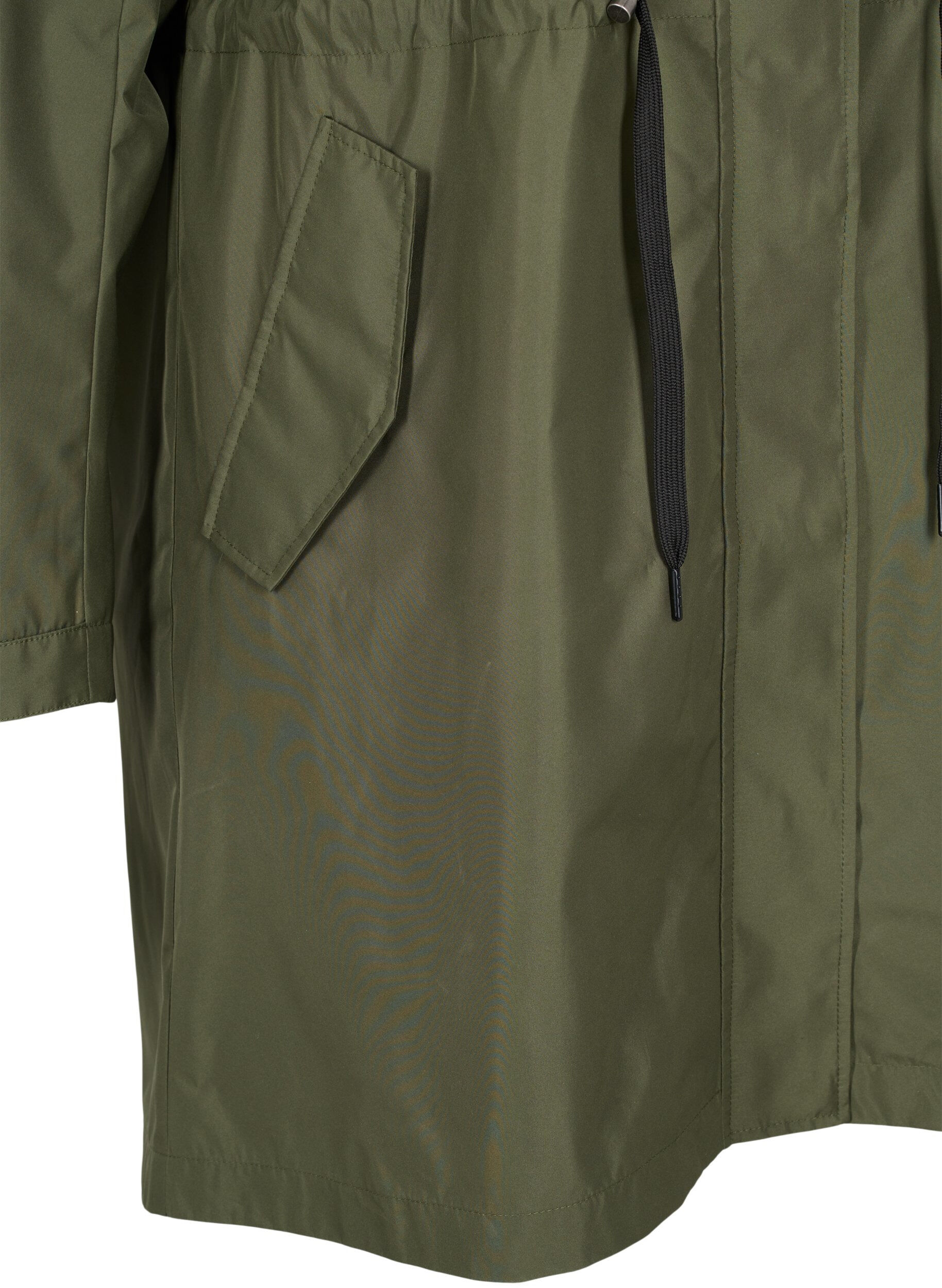 Zizzi Vanntett parkas med avtagbar hette, Forest Night, Packshot image number 3
