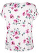 Blomstret bluse i viskose med korte ermer, White Pink AOP, Packshot image number 1