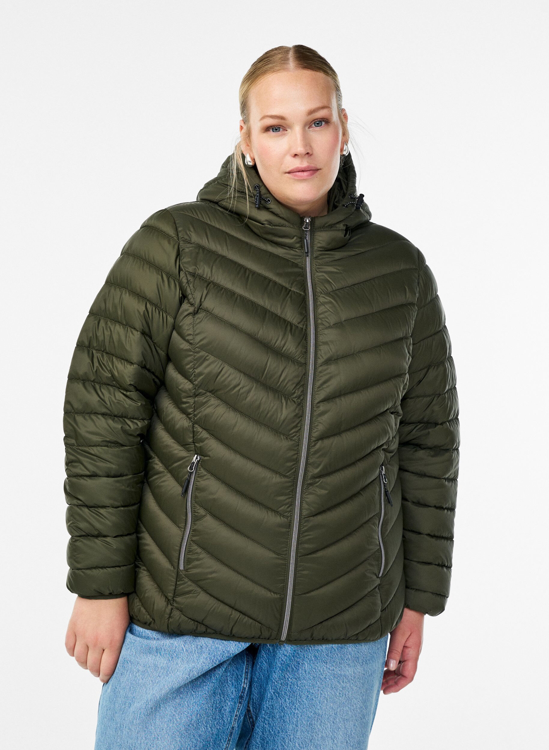 Lett jakke med hette, Gr&oslash;nn, Model