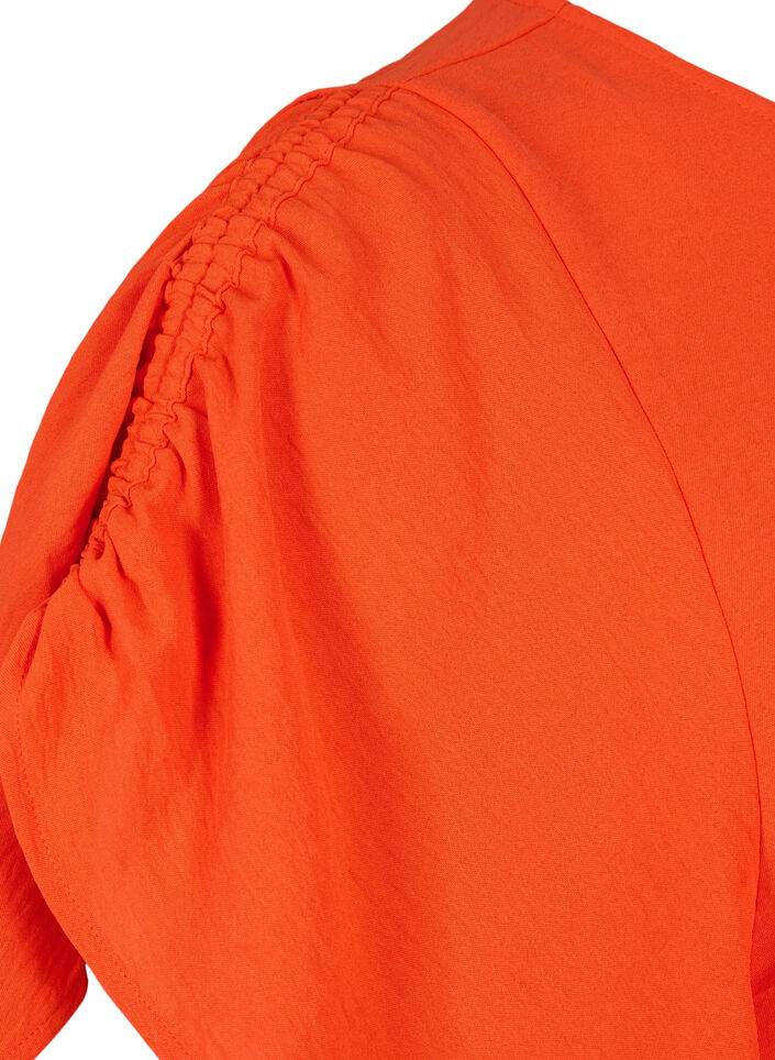 Kortermet bluse med rynke-detaljer, Orange.com, Packshot image number 3