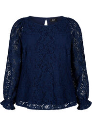 Blondebluse med lange ermer, Navy Blazer