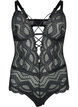 Bodystocking med blonder og snorer, Black, Packshot image number 0