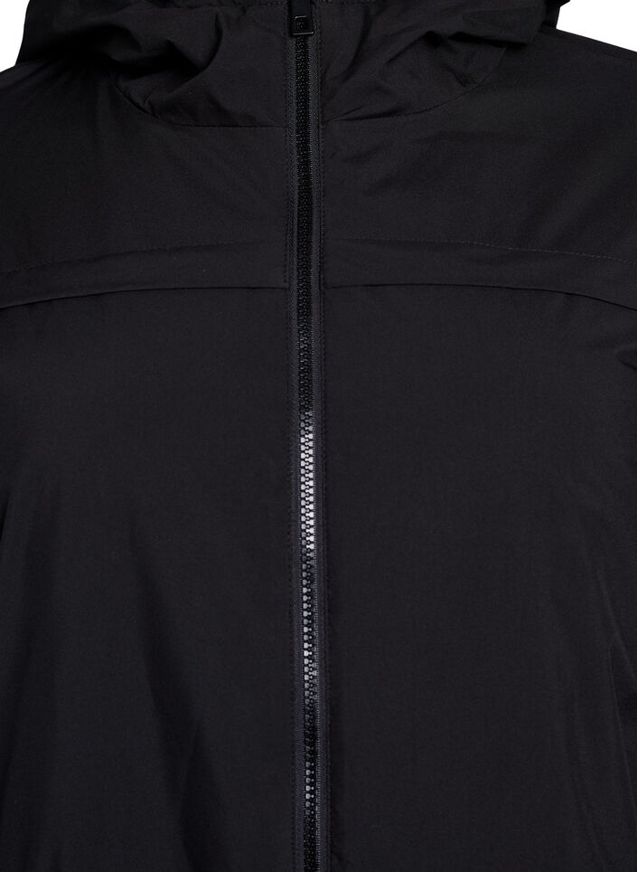 Lett polstret parka med hette, Svart, Packshot image number 2