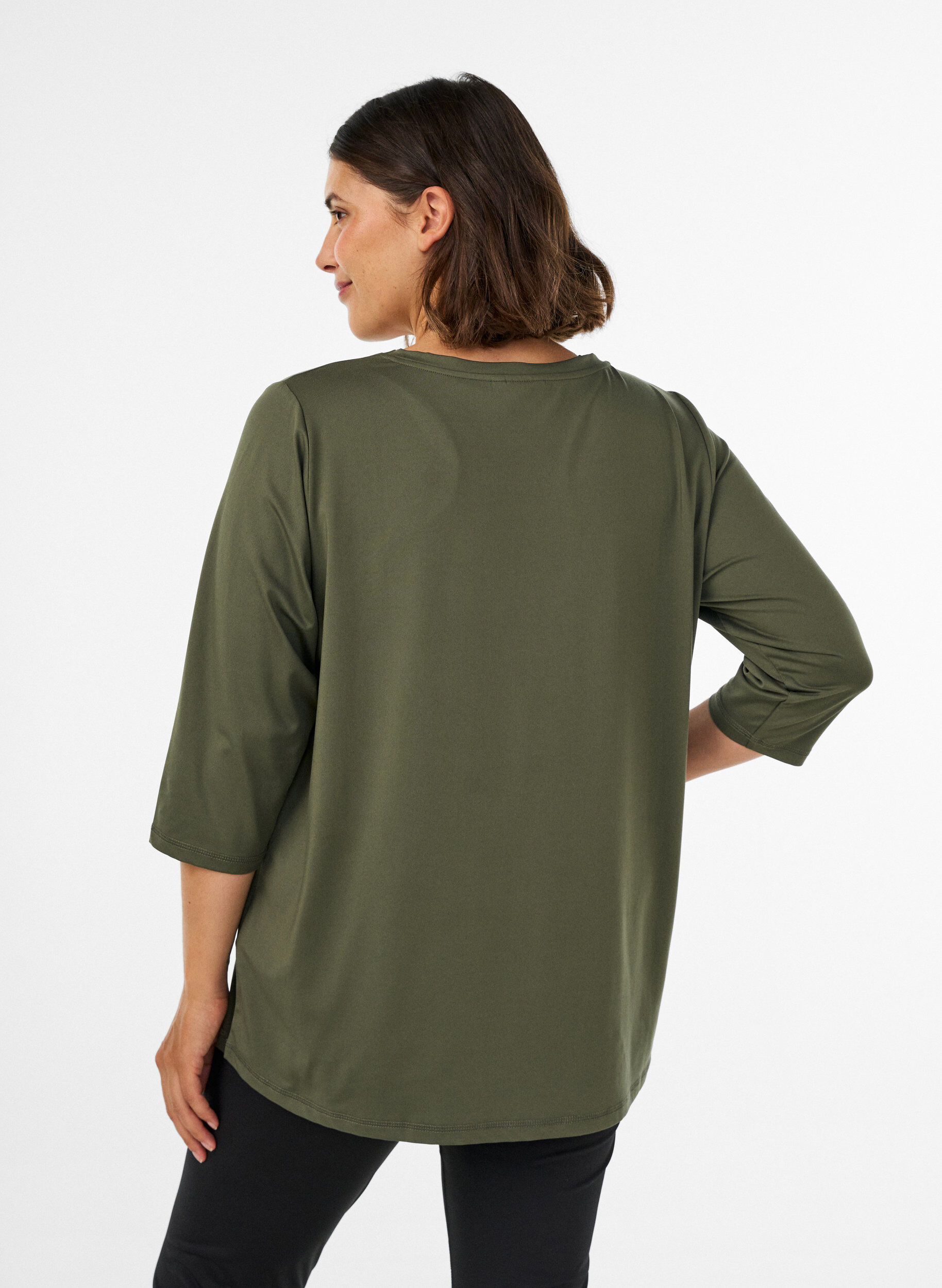 ZizziTreningsgenser med 3/4-ermer, Gr&oslash;nn, Model image number 2