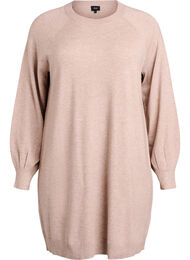 Kort strikkekjole med raglanermer, Beige