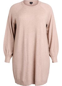 Kort strikkekjole med raglanermer, Beige Kort strikkekjole med raglanermer
