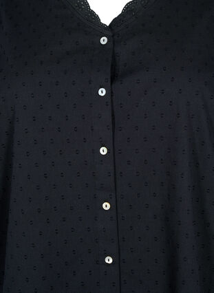 Strukturmønstret skjortebluse med engelsk broderi, Black, Packshot image number 2