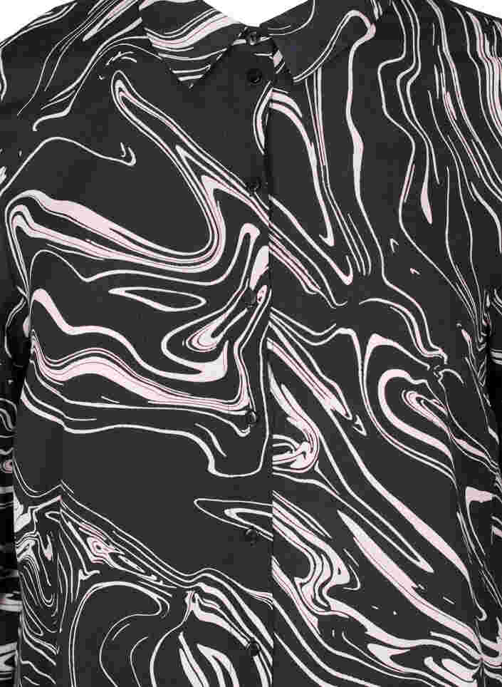 Skjortekjole i viskose med mønster, Black Swirl AOP, Packshot image number 2