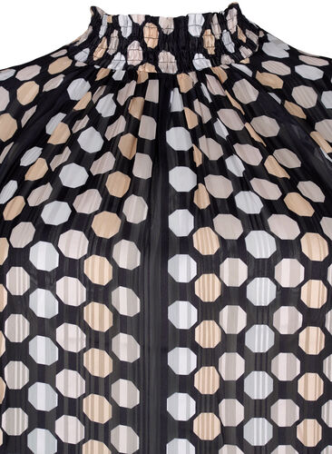 Mønstrete bluse med smock, Black Dots AOP, Packshot image number 2