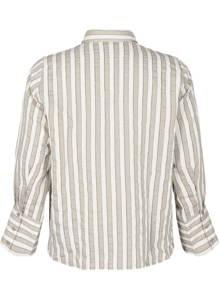Ledig skjorte med striper, Beige, Packshot image number 1