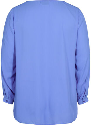 Ensfarget skjorte med v-hals, Ultramarine, Packshot image number 1