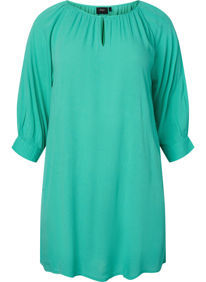 Tunika i viskose med 3/4-ermer, Turquoise, Packshot