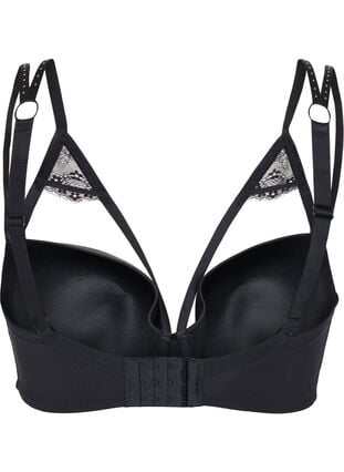 Zizzi Formstøpt BH med stringdetaljer, Svart, Packshot image number 1