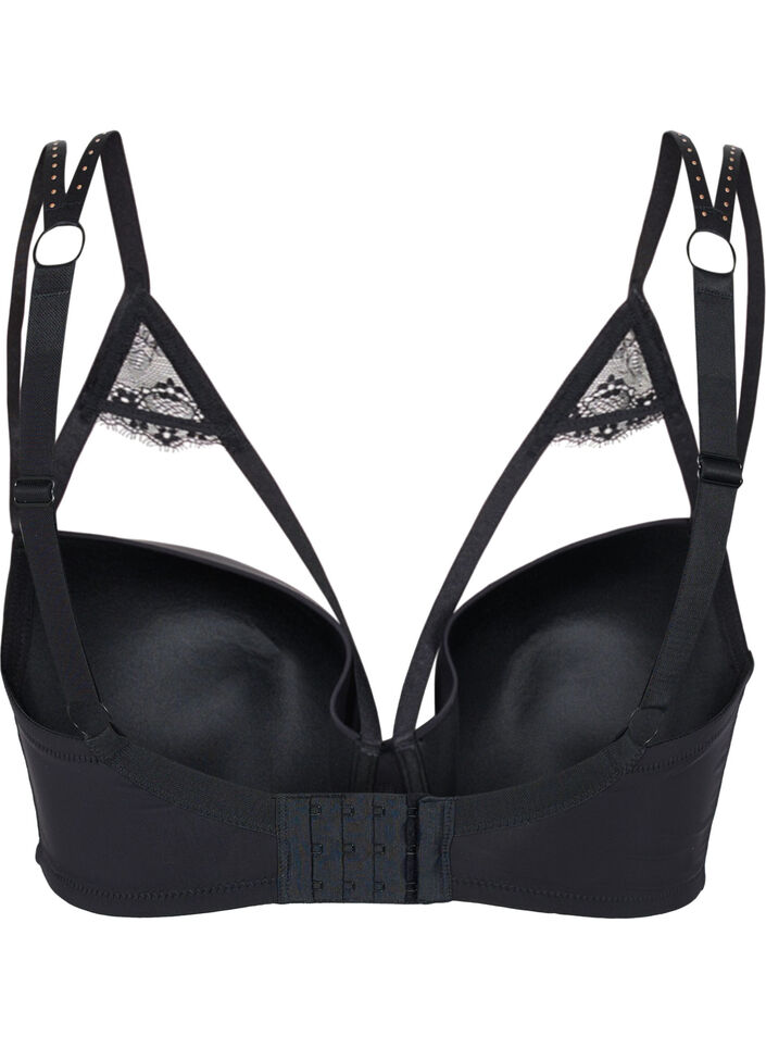 Formstøpt BH med stringdetaljer, Svart, Packshot image number 1