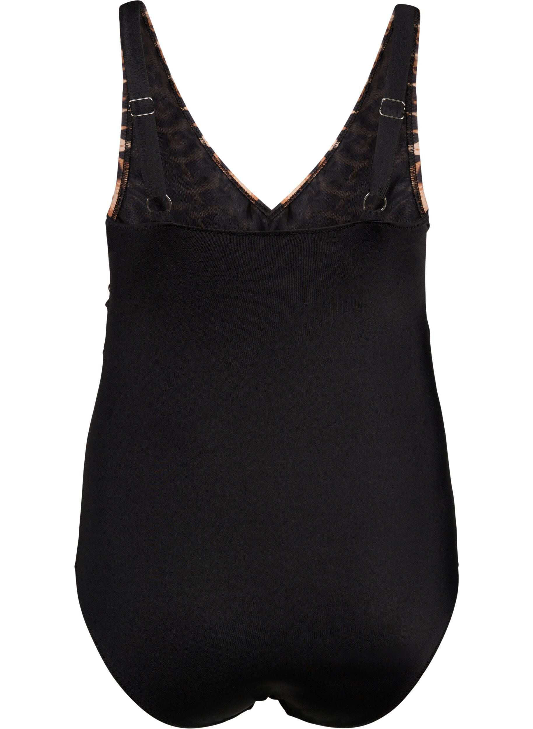 Zizzi Badedrakt med b&oslash;yle og justerbare stropper, Black Leopard, Packshot image number 1