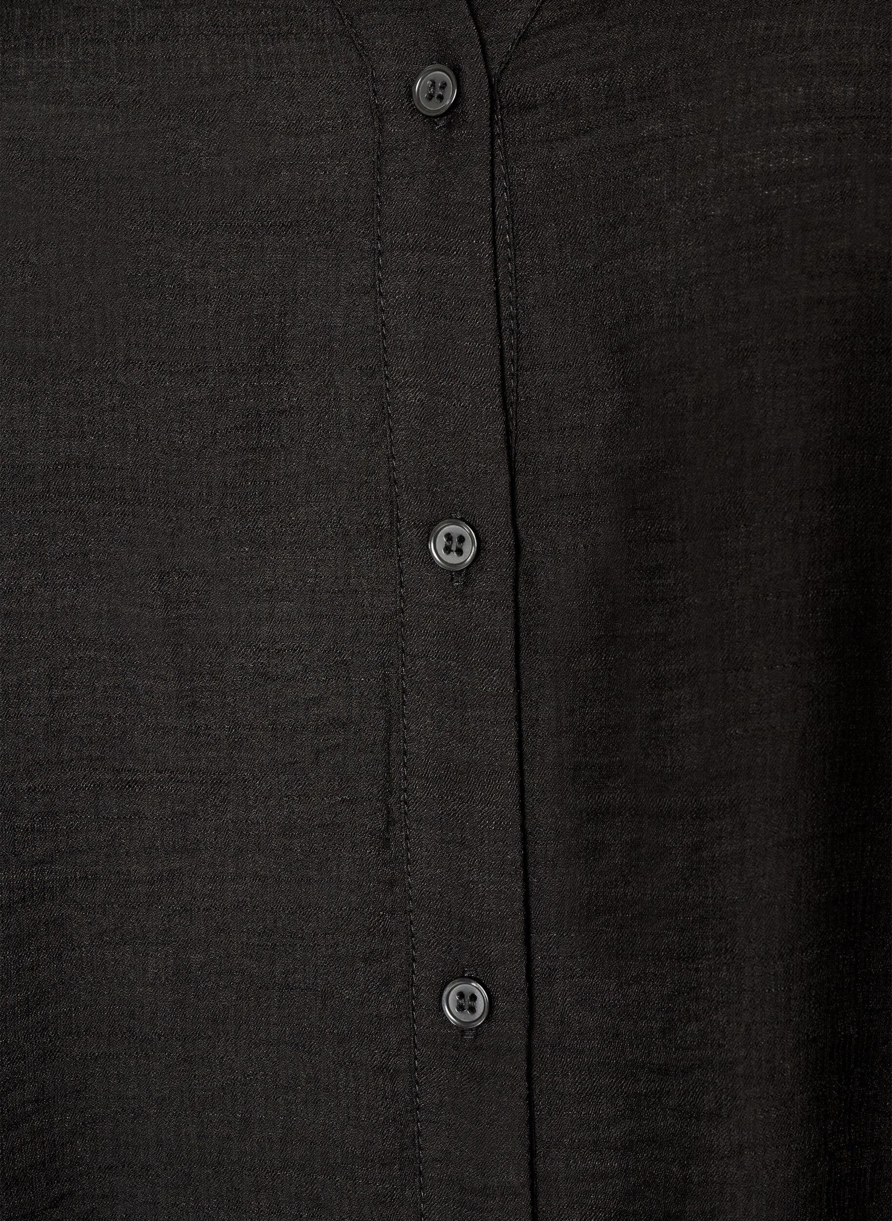 ZizziViskoseskjorte med broderte ermer, Svart, Packshot image number 2