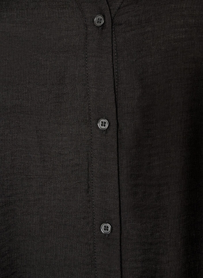 Viskoseskjorte med broderte ermer, Svart, Packshot image number 2