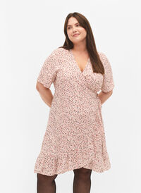 Prikket omslagskjole i viskose, Rose Dot AOP, Model