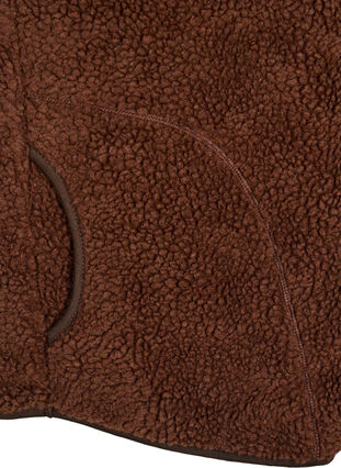 Zizzi Teddy fleece vest med glidelås og lommer, Hot Fudge, Packshot image number 3