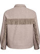 Kort skjortejakke med frynser, Beige, Packshot image number 1