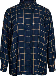 Rutete oversized bomullsskjorte, Blue Beige Check