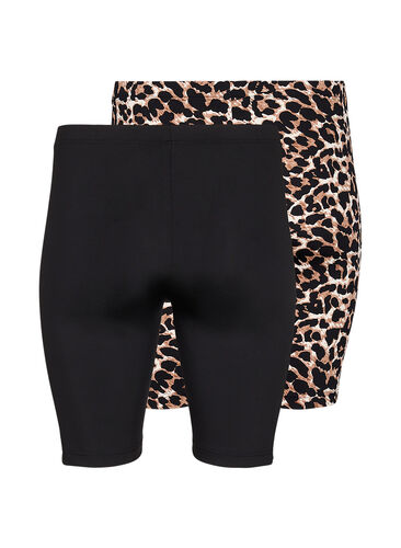 Sykkelshorts 2 stk., Black / LEO AOP, Packshot image number 1