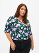 Bluse i viskose med knapper, Black Small Flower, Model image number 0