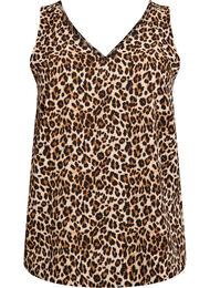 Topp med trykk og V-hals, Leopard AOP