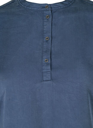 Kjole med lange puffermer, Dark blue denim, Packshot image number 2