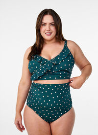 Høy midje bikinibukser med polka prikker, Grønn Høy midje bikinibukser med polka prikker, Grønn, Model
