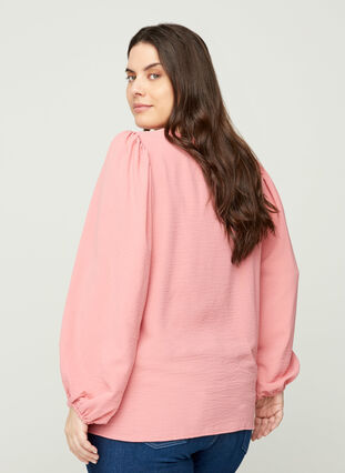 Bluse med puffermer, Brandied Apricot, Model image number 1