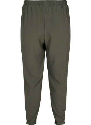 Bukser med lommer og strikkant, Dark Olive, Packshot image number 1