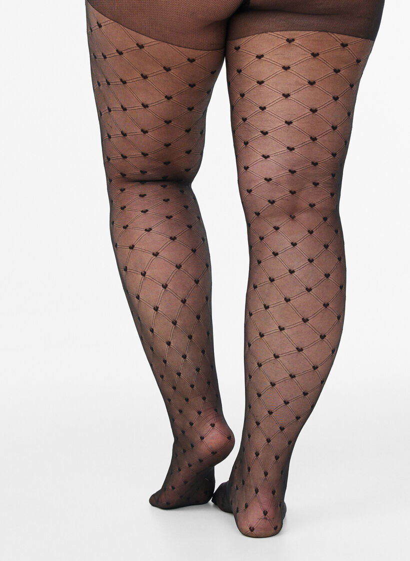 Tights i 25 denier med hjerter, Svart, Model image number 1