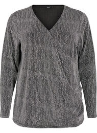 Omslagslook glitter festtopp, Black Shimmer