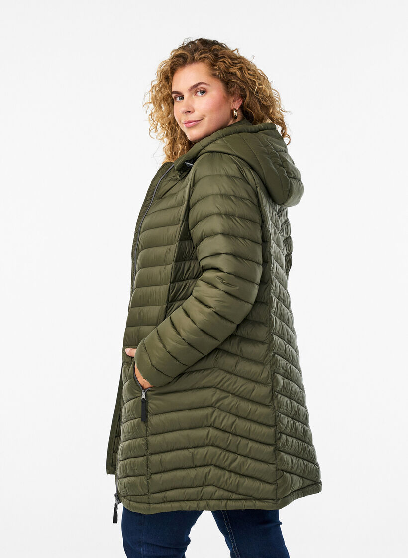Lett jakke med lommer og avtakbar hette, Gr&oslash;nn, Model image number 2