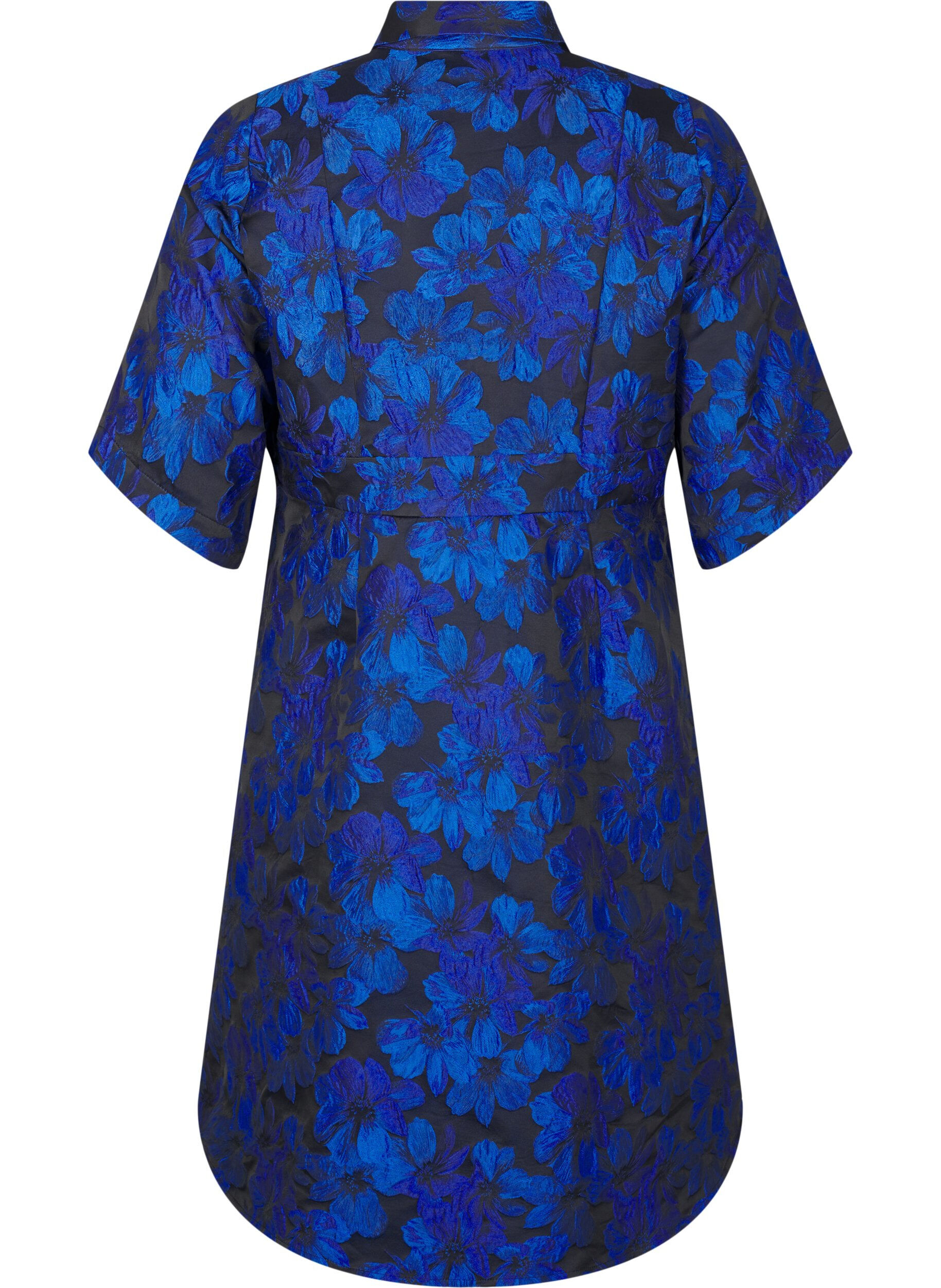 Zizzi Kort jacquard-kjole med 3/4-ermer, Black Blue, Packshot image number 1