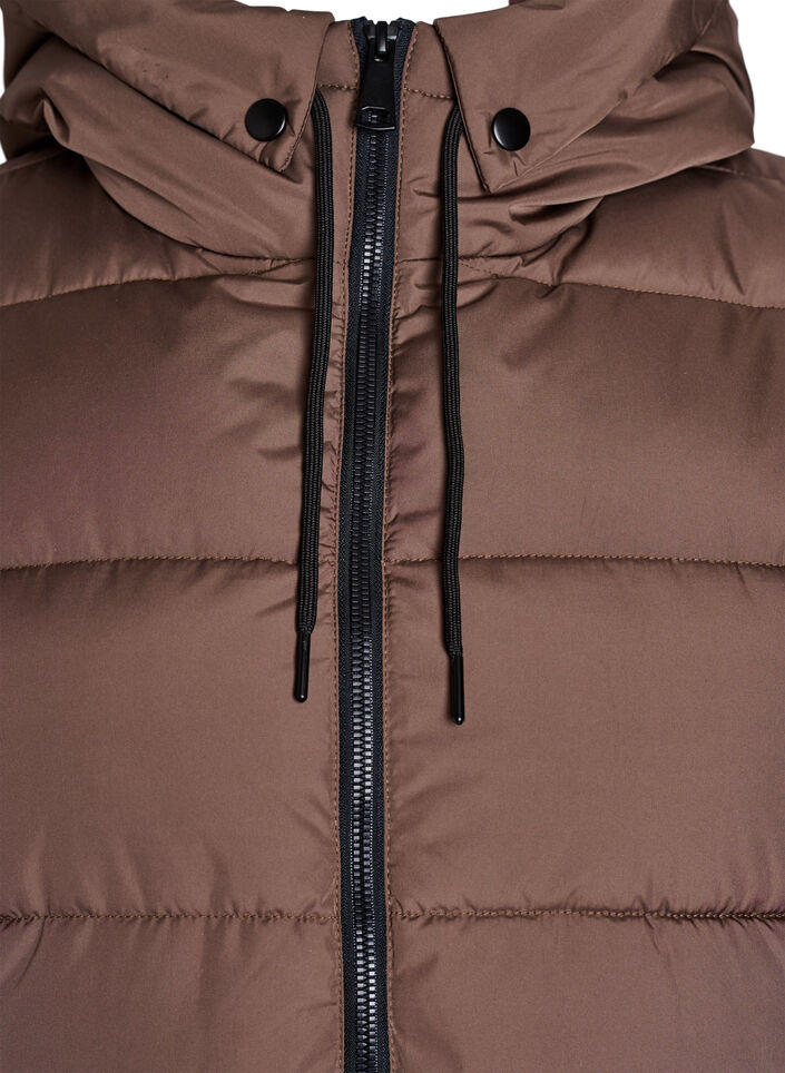 Lang vest med hette og lommer, Brun, Packshot image number 2