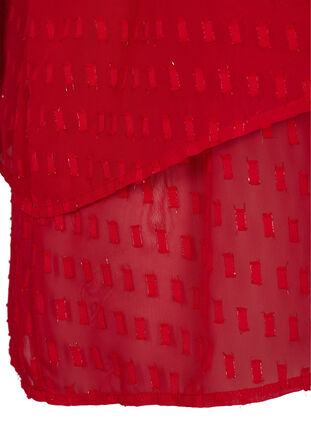 Bluse med 2/4 ermer i mønstret chiffon, Tango Red, Packshot image number 3