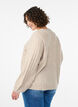 Cardigan med ribbet tekstur og ballongermer, Beige, Model image number 2