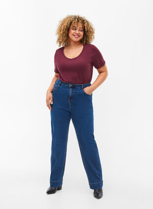 Regular fit Megan jeans med ekstra høyt liv, Blue denim, Model image number 0
