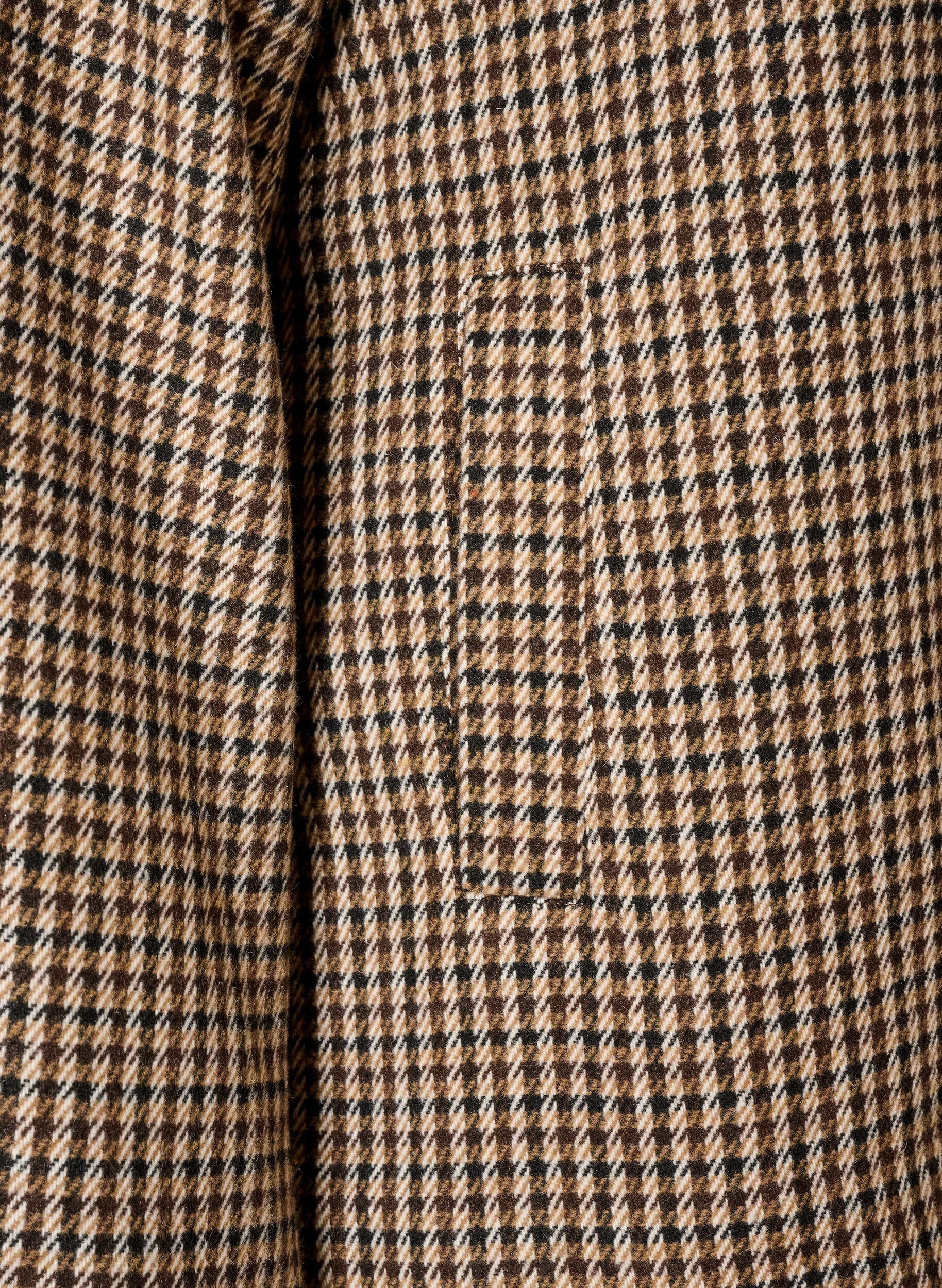 ZizziKort rutete k&aring;pe med dobbeltradede knapper og knappelukking, Brun, Packshot image number 3